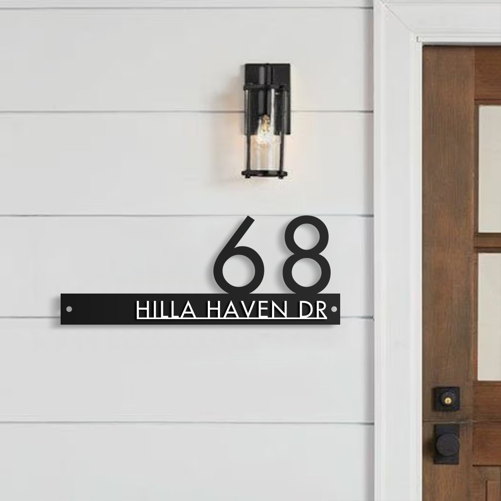 Custom Modern Floating House Number Plaque 5MM Acrylic Door Sign Letters Number Address Sign Plate Outdoor DoorPlaque Dropshipp: Beige / 6.4cm