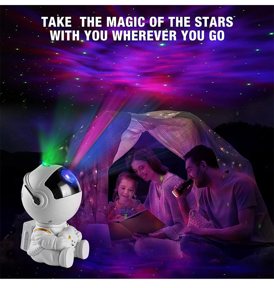 Projecteur d'astronaute d'étoiles de galaxie, veilleuse LED, ciel étoilé, lampe de décoration, chambre à coucher, pour enfants et adultes
