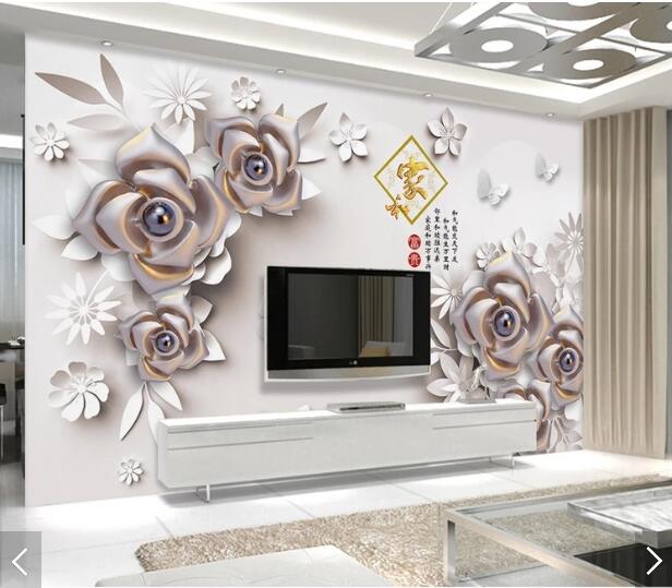 Beibehang papier peint muurschildering 3d 3d behang home decor custom reliëf bloemen behang tv achtergrond behang voor muren 3 d: 16200164