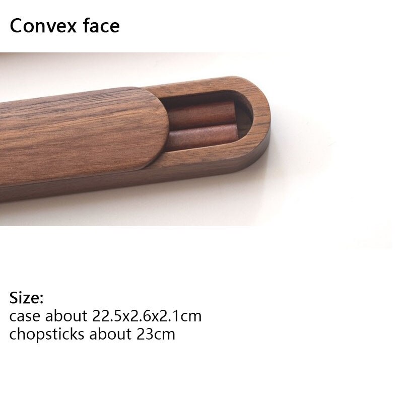 Wooden Life Minimalist Chop Sticks Black Walnut Solid Wood Chopsticks Set with Box Case Portable Outdoor Travel: convex-23cm