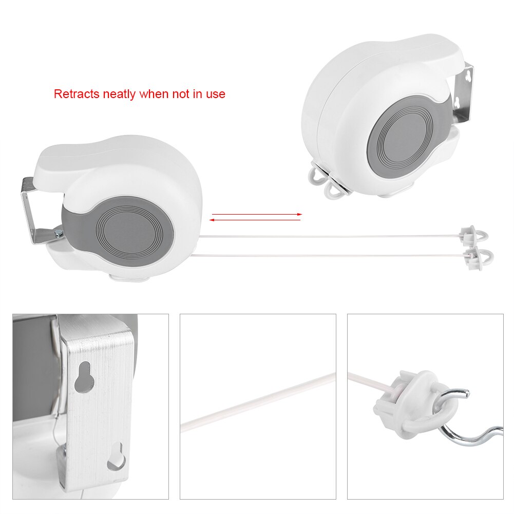 Clothes Line Wall-Mounted Retractable Double Clothes Drying Line Indoor Outdoor Washing Landry Tool Clothes Lines