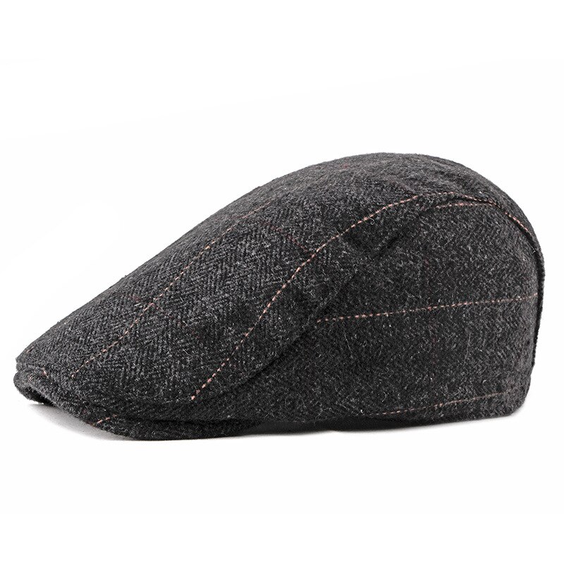 Men&#39;s Newsboy Caps Spring Women Cabbie Ivy Cap Striped Beret Men Driver Glof Hat Flat Cap Middle Aged Old Age Dad Hat: black