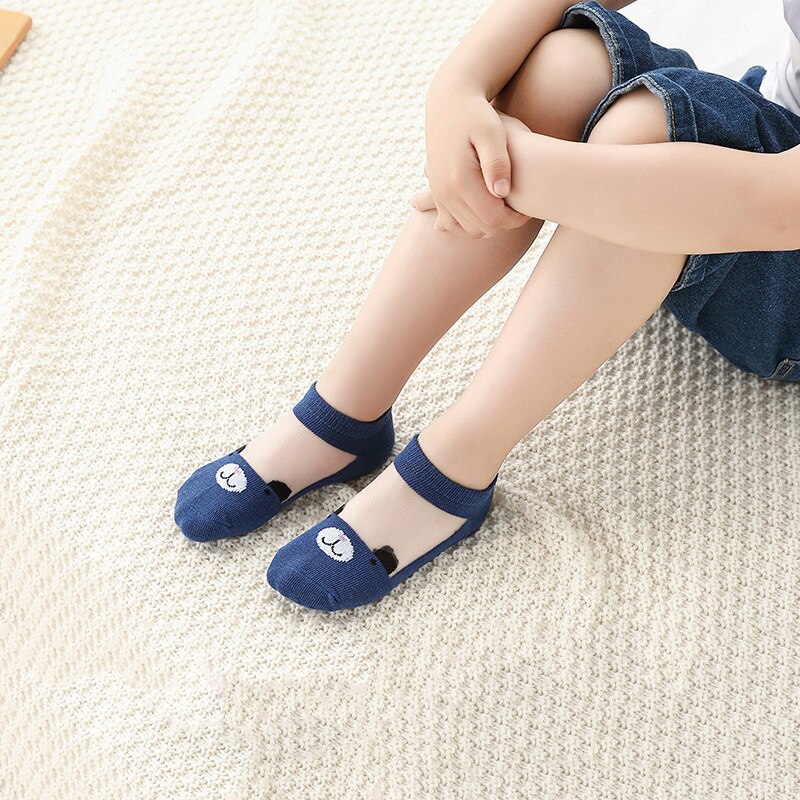 ¡Novedad de verano! 5 par/lote de calcetines para niños y niñas de algodón con cable de cristal, calcetines para niños, calcetines náuticos elásticos suaves y transpirables para niños.