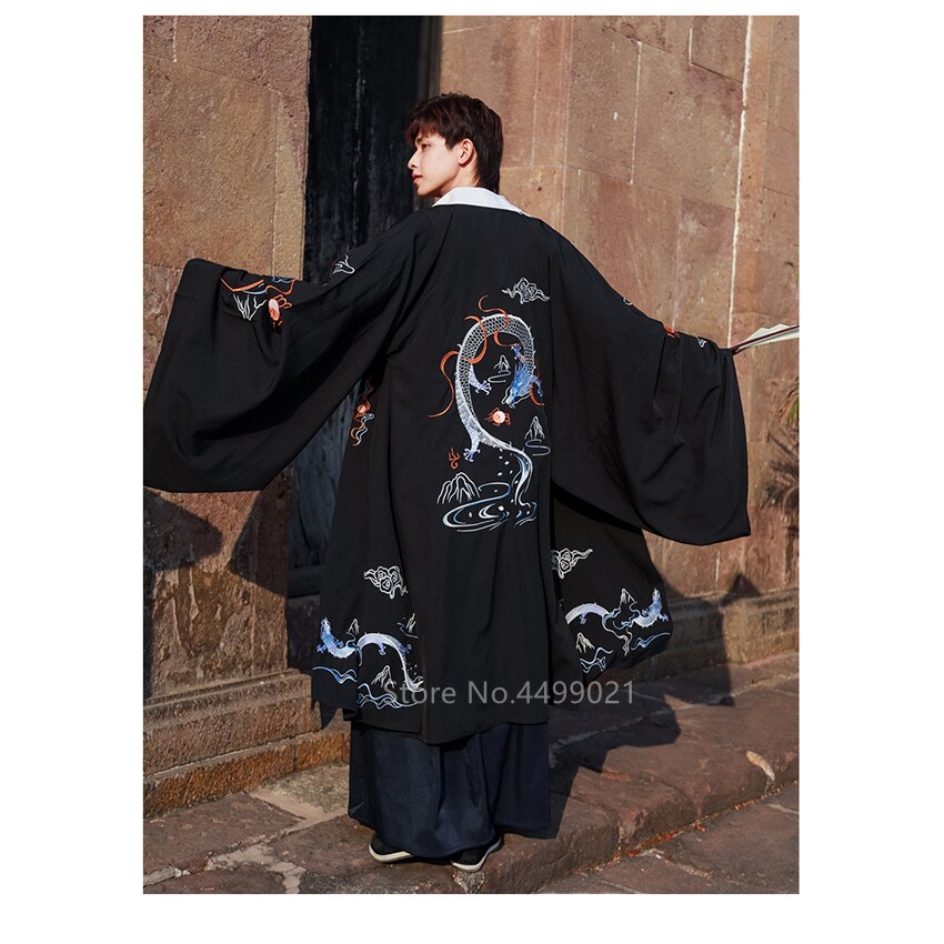 Costume Hanfu de la dynastie Tang pour hommes, longue robe traditionnelle chinoise pour la danse: Color2 Coat / 4XL