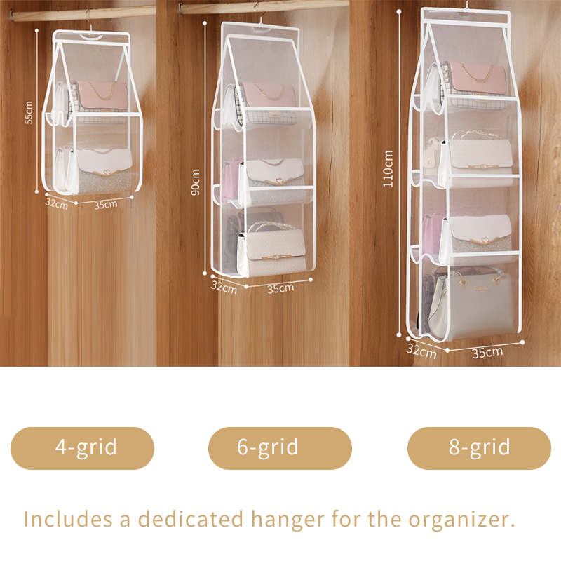 Hanging Handbag Organizer Wardrobe Closet Transparent Storage Bag Door Wall Clear Sundry Shoe Bag Hanger Pouch Accessories Stuff: WHITE / 1-5 Cells
