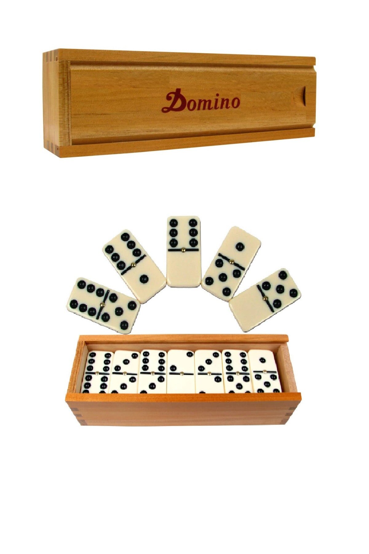 Juego de dominó de madera en Caja 2 li, hueso