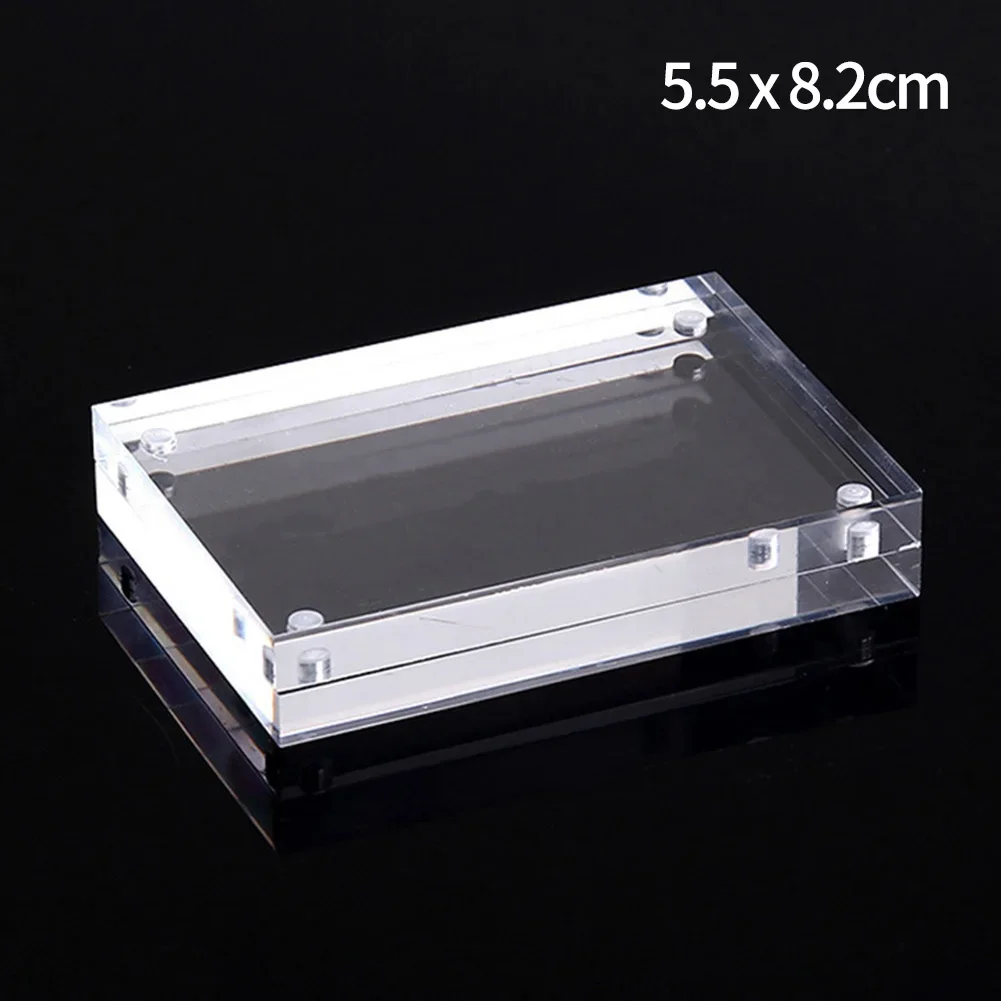 Transparent Acrylic Top Gem Boxes Clear Photo Frame Magnetic Creativ Gemstone Casket Diamond Display Stand Holder Deck Decor: WHITE