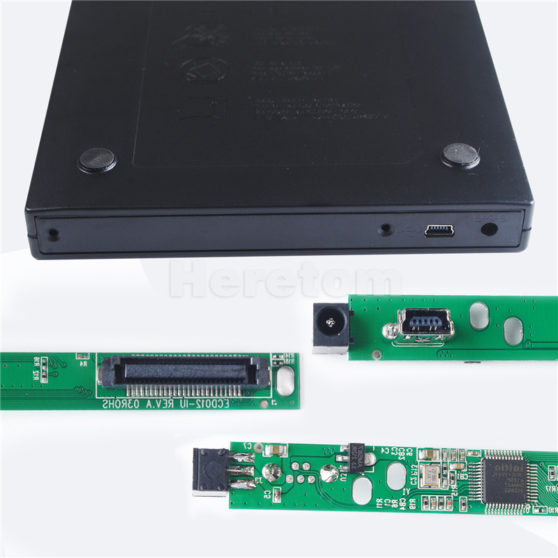 Caja de CD-ROM/DVD USB 12,7 de 2,0mm, carcasa externa para unidad óptica IDE/ PATA a SATA, para ordenador portátil