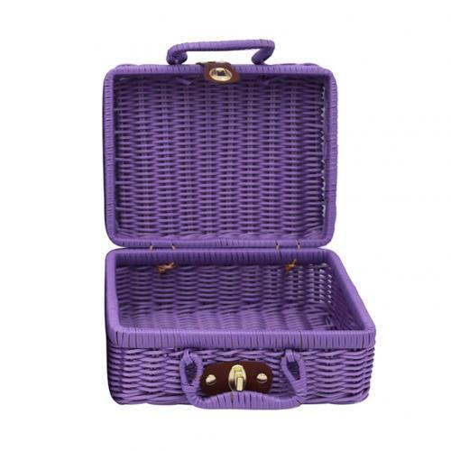 Paniers en rotin PP rétro, panier de rangement pour pique-nique, valise WUNICEF avec boîte à la main, boîte de rangement cosmétique tissée, rangement d'organisation: XL / YELLOW