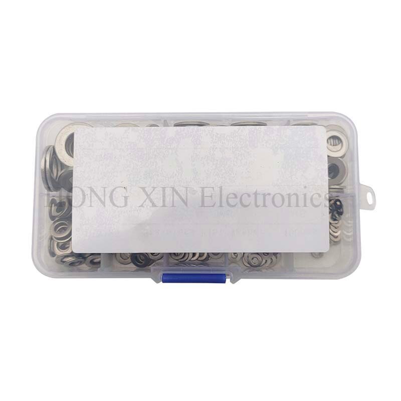 400Pcs/box 304 Stainless Steel Flat Washer Assortment Set M2/2.5/3/4/5/6/8/10 Metal Lock Washer Abrasion Resistance