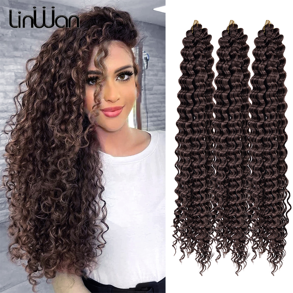 Diep golfhaar Watergolf Twist Gehaakt haar Synthetische gehaakte vlechten Ombre Blonde Afro-krullen Diepe golfvlechthaarverlenging