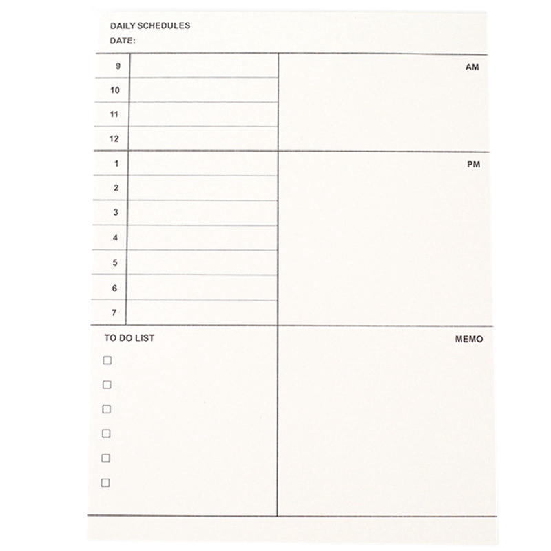 50 ark dagligt skema / ugentlig / månedlig planner notesblok teerbare noter dagsorden bog papir skole kontorartikler papirvarer: Design 1 as billede