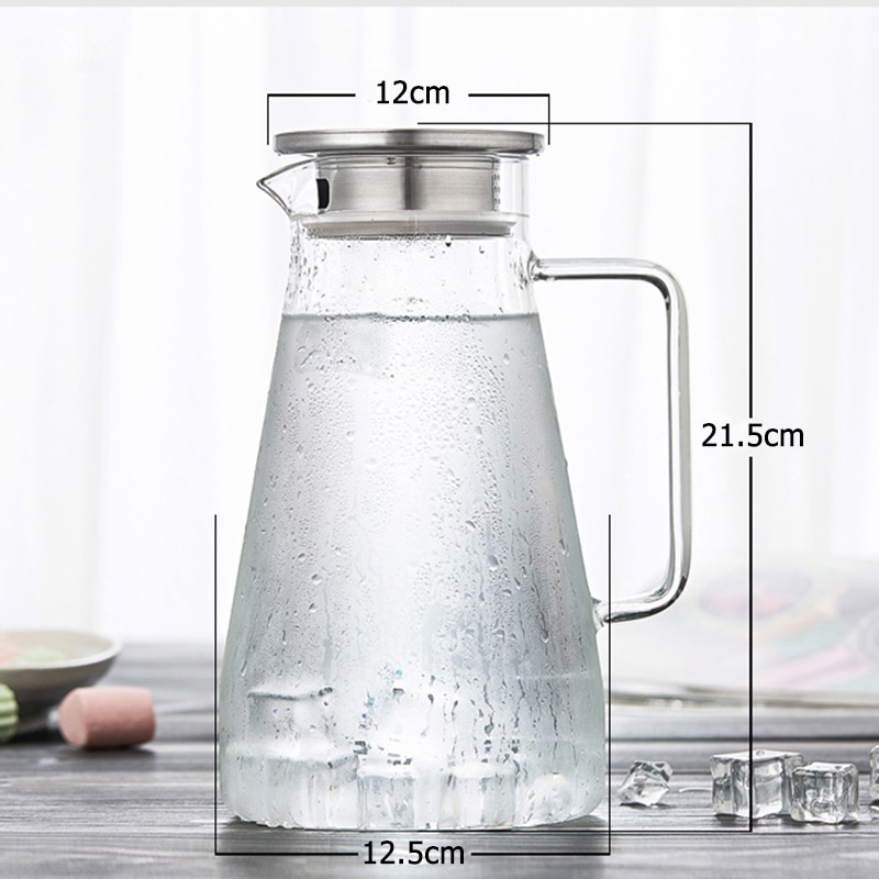 Homadise Glass Kettle Transparent Teapot Glass Water Pot Fruit Infuser Heat-esistant Stainless Steel Strainer Filter Juice Jug