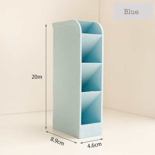 4 Raster Multifunctionele Desktop Pen Houder Clip Card Opbergdoos Make Up Borstel Houder Bureau Potlood Organisator Diversen opslag: Blauw