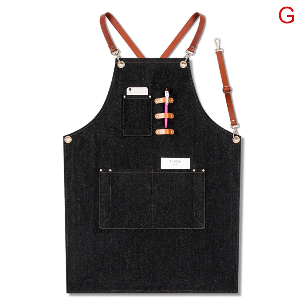 Denim Schürze Gurt Lätzchen Schürze Barista Barmann BBQ Koch Uniform Arbeitskleidung SCVD889: G