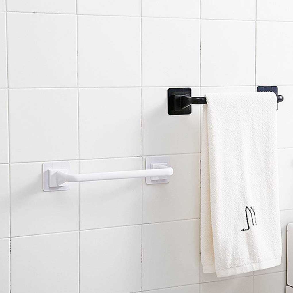 Zelfklevende Handdoek Staaf Handdoekenrek Muur Gemonteerde Zwarte Wc Ruimte Handdoek Barstorage Rail Plank Badkamer Accessoires