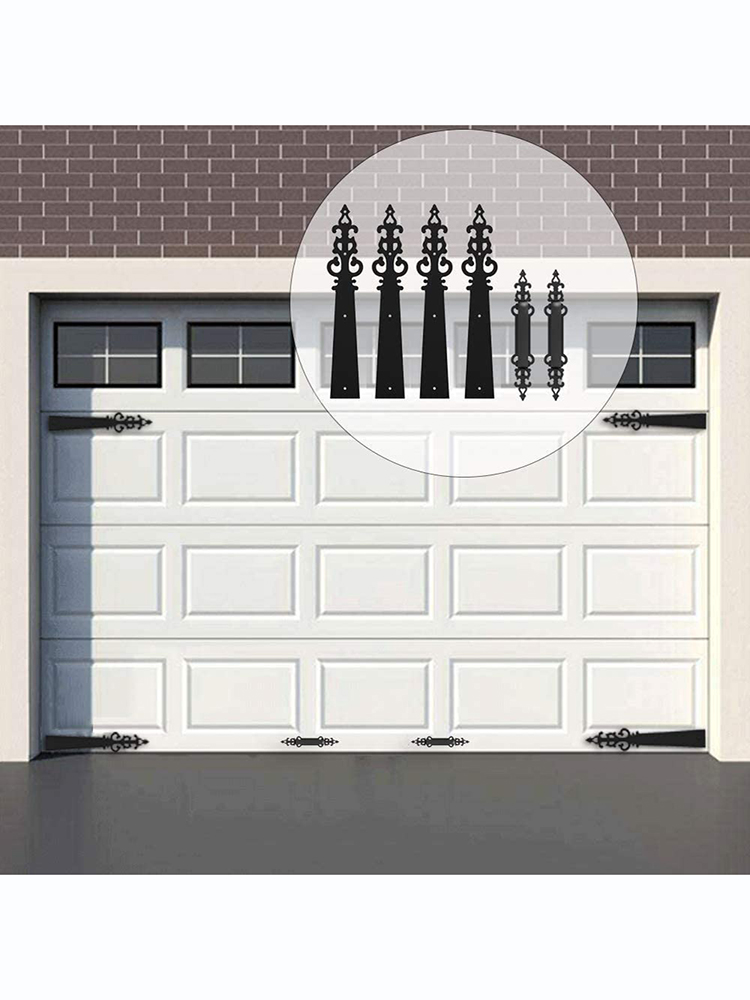 Haccer 6PCS Steel Garage Door Hardware Kit Decorative Carriage House Mounted Hinges Handles Door Hinge Door Handles