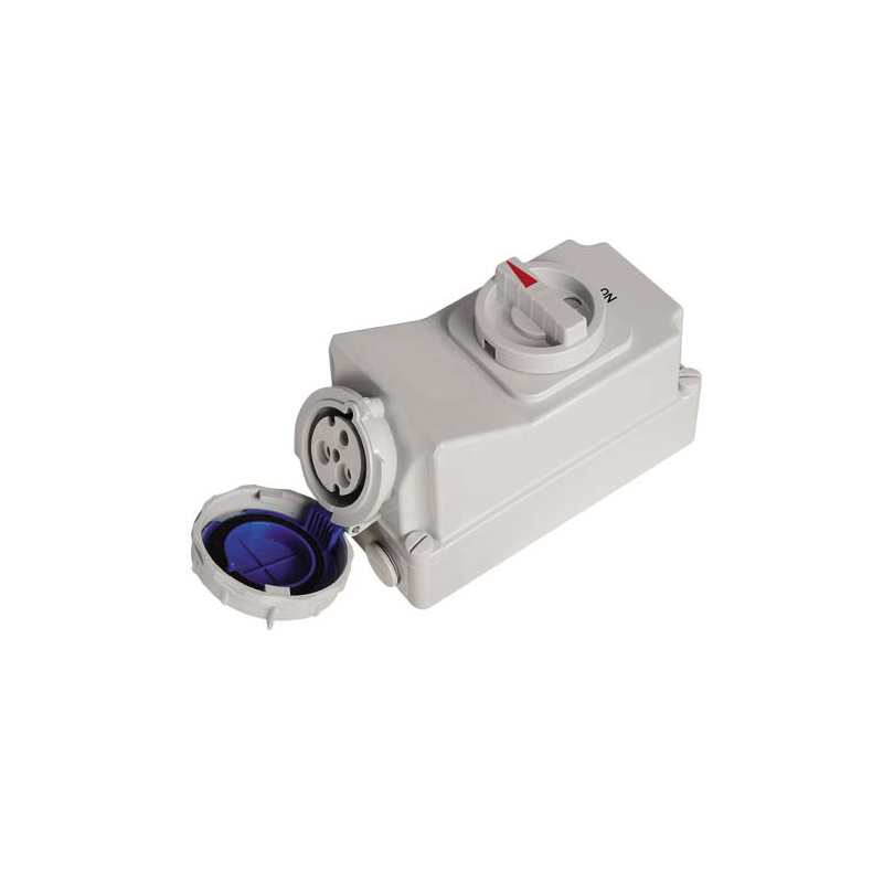 Interlock Industrial Socket 3 pole 4p 5pin 16A 32A 63A ip67 Interlock Switch Socket Waterproof 220V 380V 415V