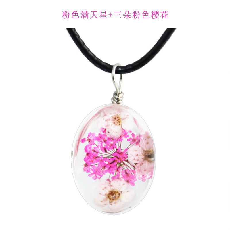 Classic Handmade Dried Flower Clover Jewelry Accessories Unisex Luck Transparent Glass Various Shapes Pendant Necklace: Antique Copper Plated