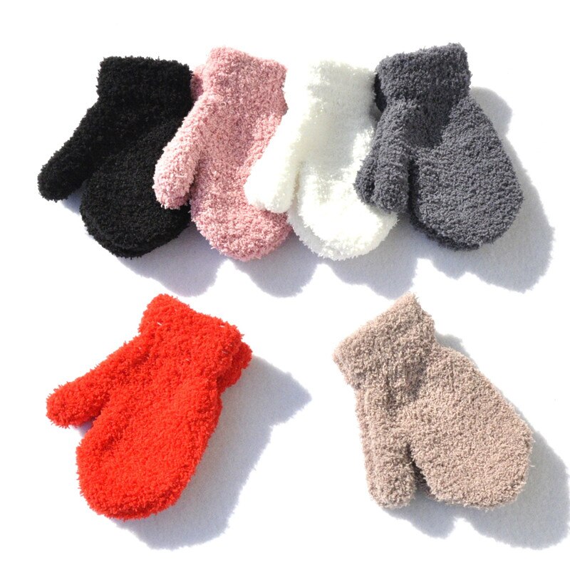 Pasgeboren Baby Pluche Coral Handschoenen Peuter Volledige Vingers Leuke Wanten Warm Winddicht Handschoen Voor Kinderen Jongens & Meisjes 0-4Y