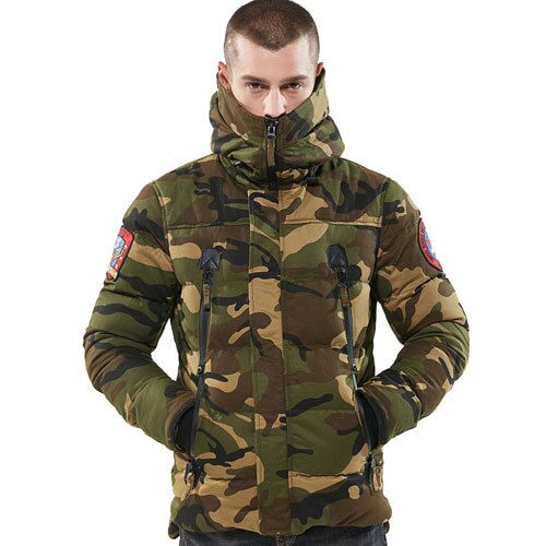 Parka Men Winter Jackets Cotton Chaquetas Hombre Camo Overcoat Mens Casual Camouflage Mens Jackets and Coats: Camo Green / XL