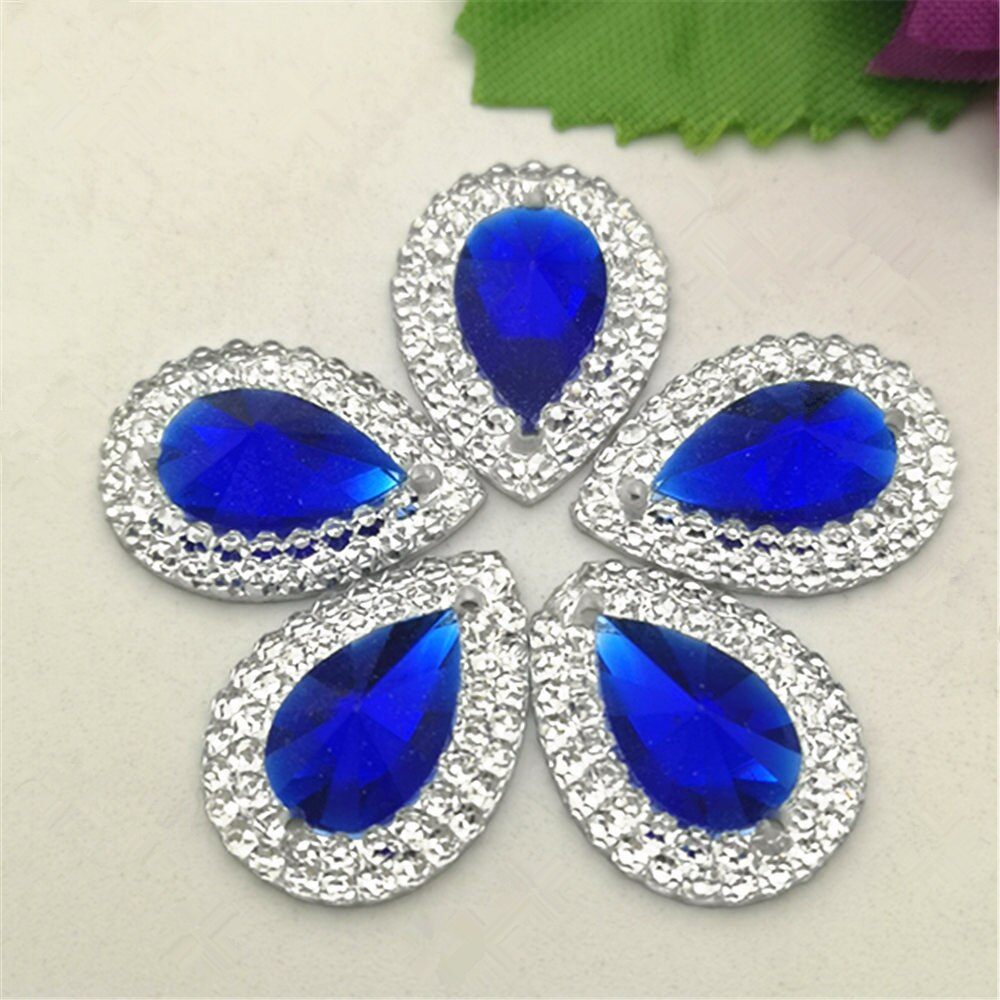 Diy 20 Stuks Mix 13Mm * 18Mm Resin Vorm Plaksteen Strass Bruiloft Decoratie: Blue 20pcs