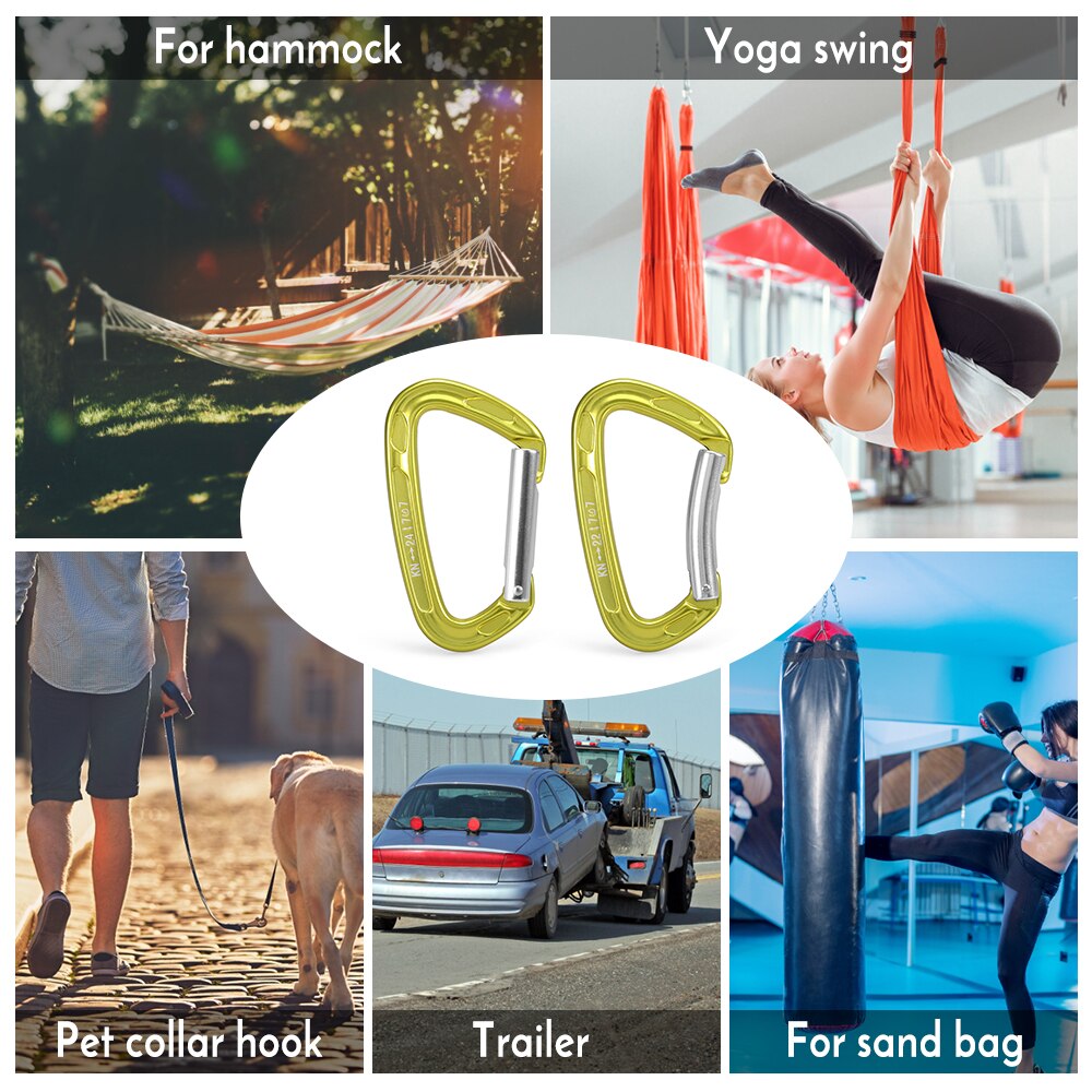 22KN / 24KN Straight Gate Carabiner Non-locking Gate Carabiner Climbing Canyoning Backpacking Hammocks Key Nose Carabiner