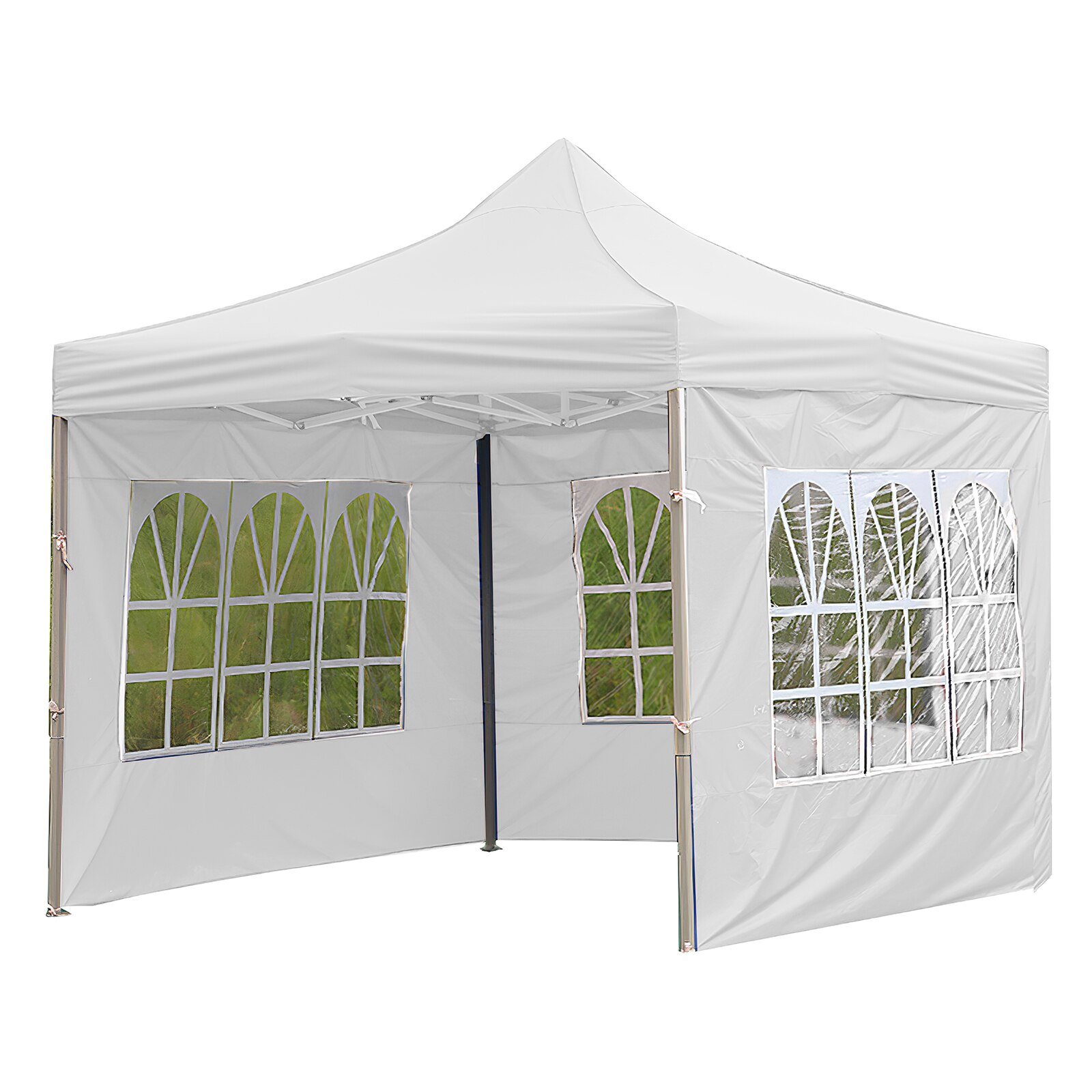 Vinkel sammenklappeligt skur telt picnic udendørs vandtæt baldakin skærm ly transportabel telt pavillon uden beslag: Hvid