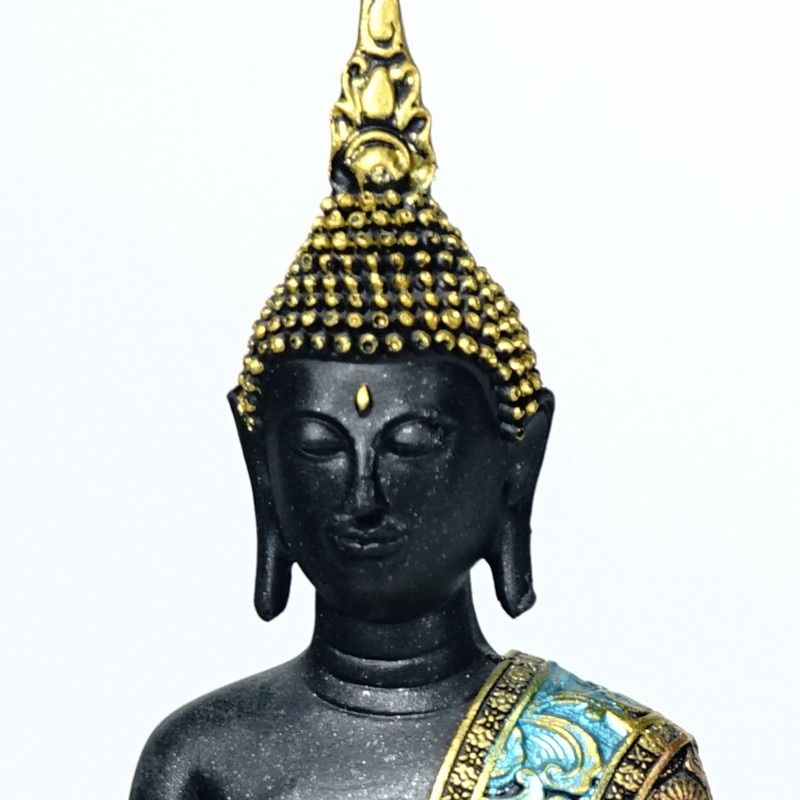 Estatua de Buda tailandés VILEAD de 16cm, figuritas de resina de Buda tailandés, decoración del hogar para sala de estar Fengshui