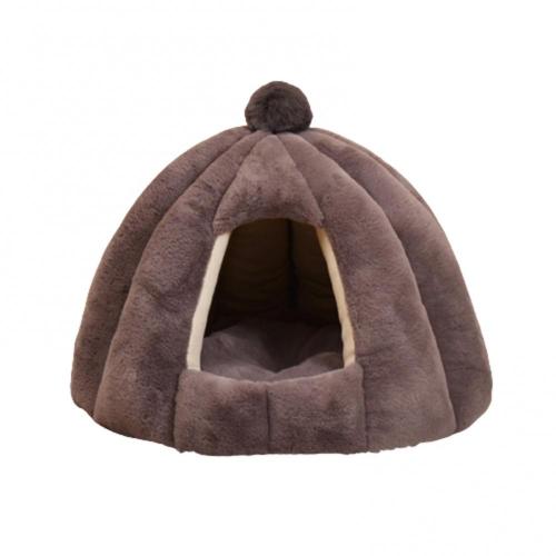 50% Sales! Round Kennel Semi-closed Cat Sleep Winter Mat Small Medium-sized Dogs Pet Nest: Grey
