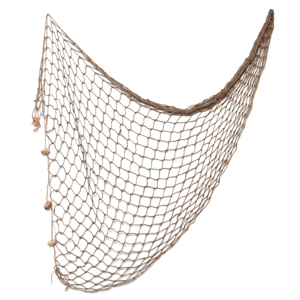 100*200cm Mediterranean Style Decorative Fish Netting Marine Fishing Net Wall Decoration Photographing Background: Light Brown