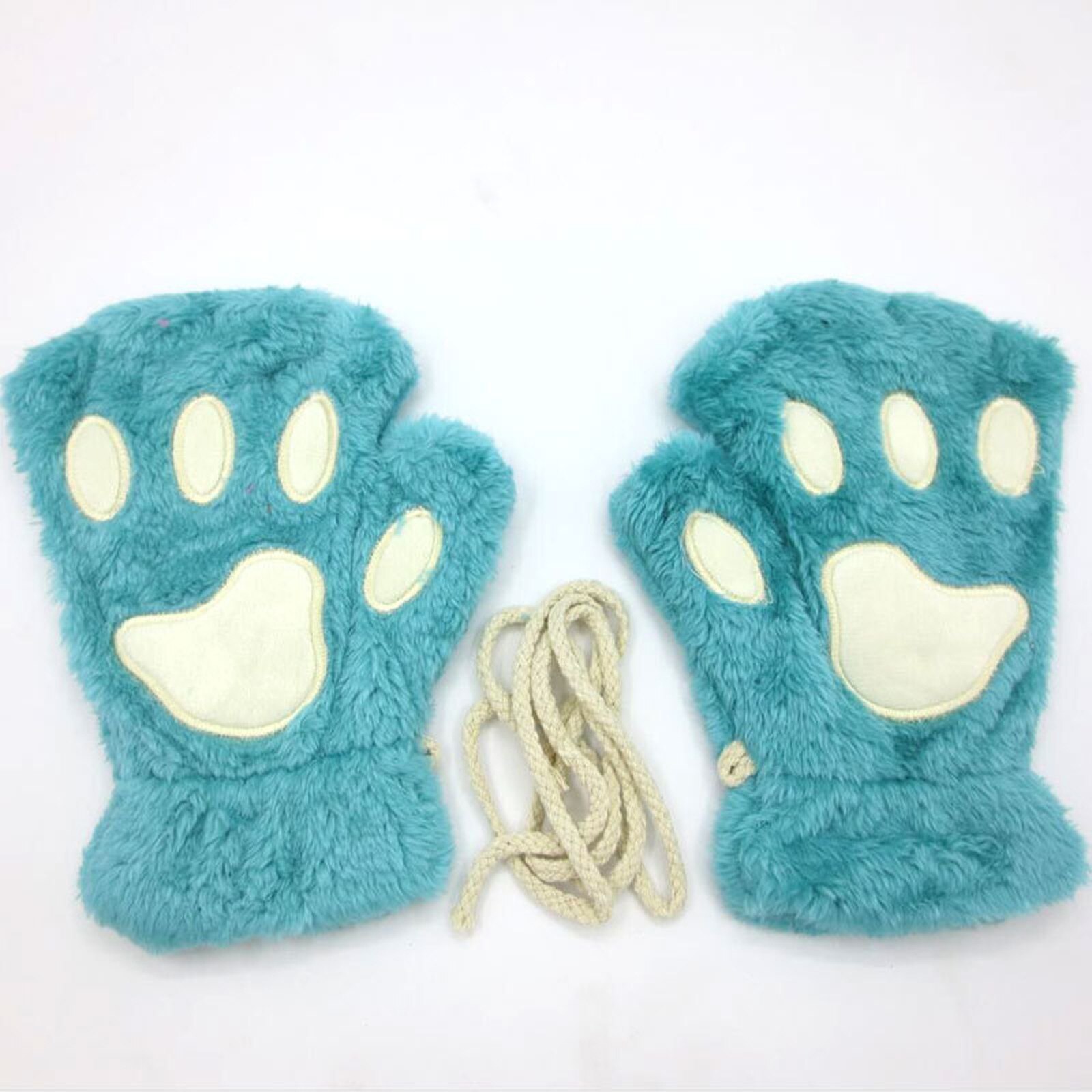 E Modieuze Vrouw Leuke Cartoon Beer Poot Kat Klauw Verdikte Halterneck Handschoenen Lichtgewicht En Comfortabele Materialen: LG