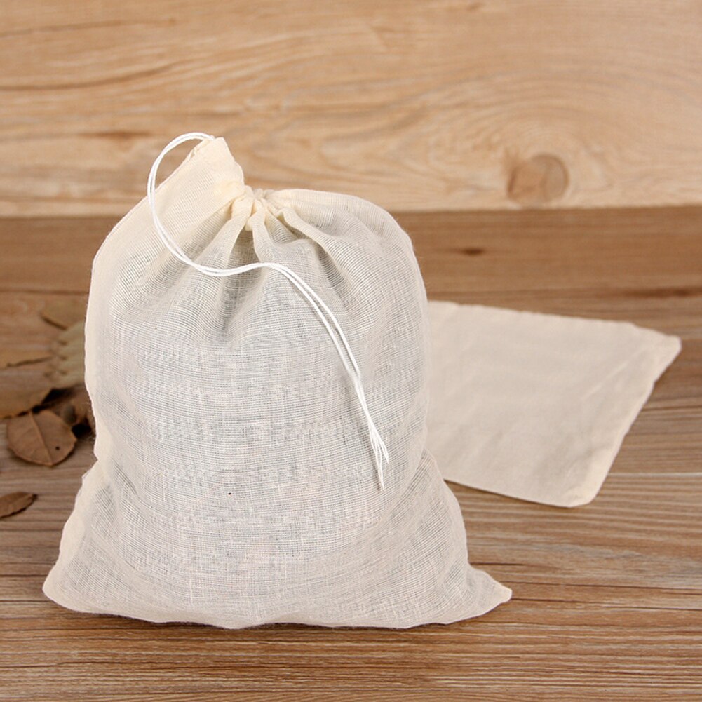 10x15cm Leere Duftenden Baumwolle Teebeutel Tee Gewürz Lagerung Kordel tasche Kraut Suppe Infuser Tasche Medizinischen Kraut Filter taschen