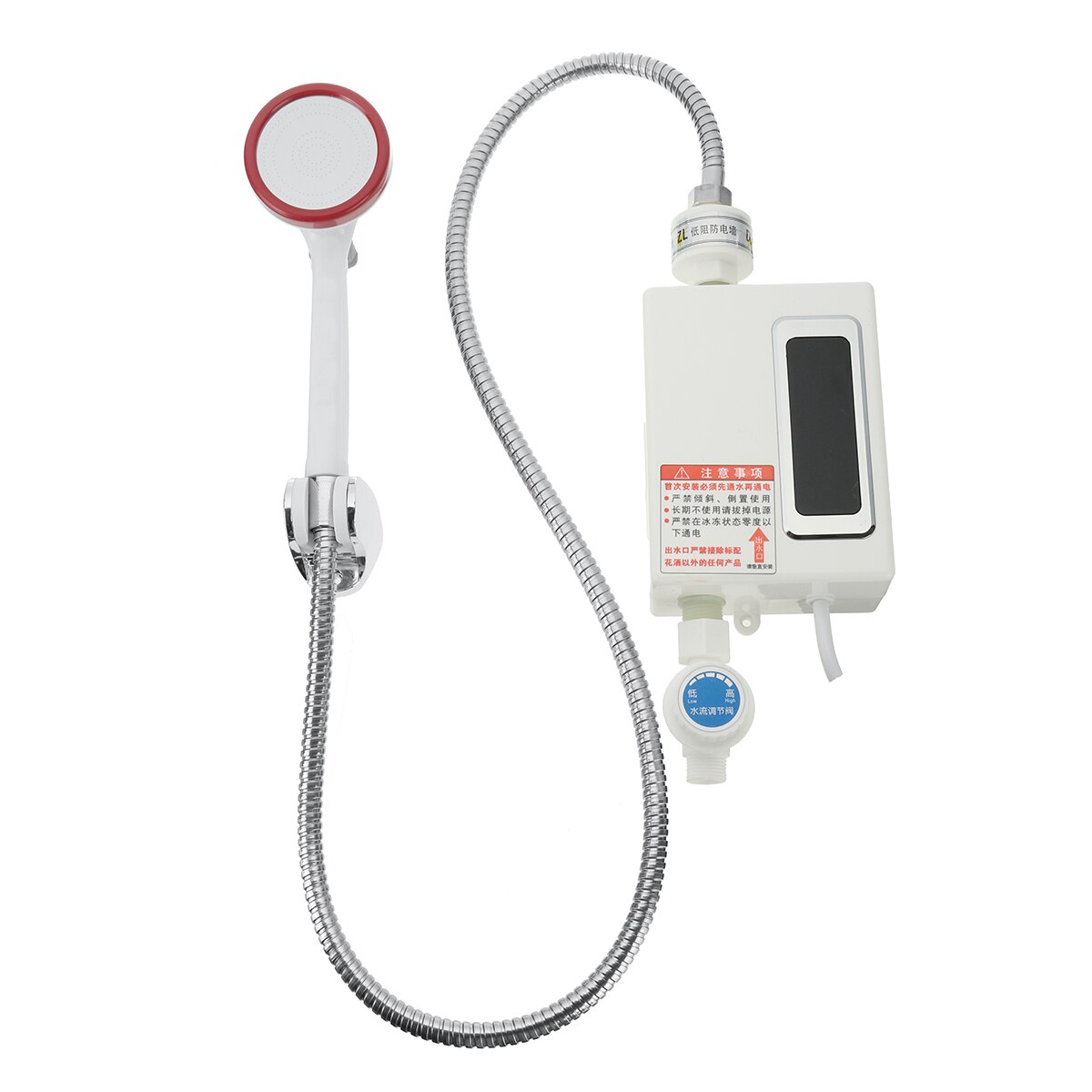 Bathroom Instant Water Heater with Shower Head Home Shower Water Heaters LCD Digital Temperature Display 3-second Fast Heat