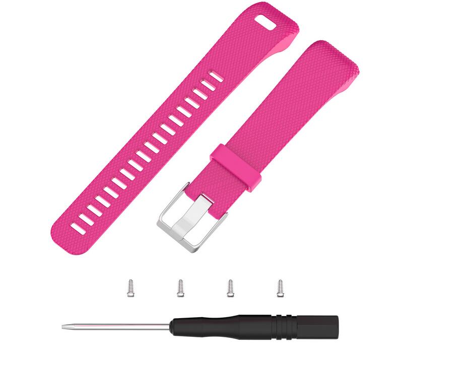Beste Polsband Voor Garmin Vivosmart Hr Plus Hr + Horlogeband Met Gereedschap Schroef Sport Siliconen Horloge Band Armband polsband: ROSE RED