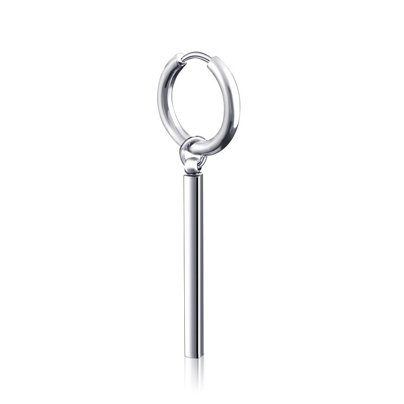 Pendientes falsos minimalistas de Roronoa Zoro, barra cuadrada, pendiente de aro colgante, Clip de oreja, pendiente de acero inoxidable, joyería para hombres