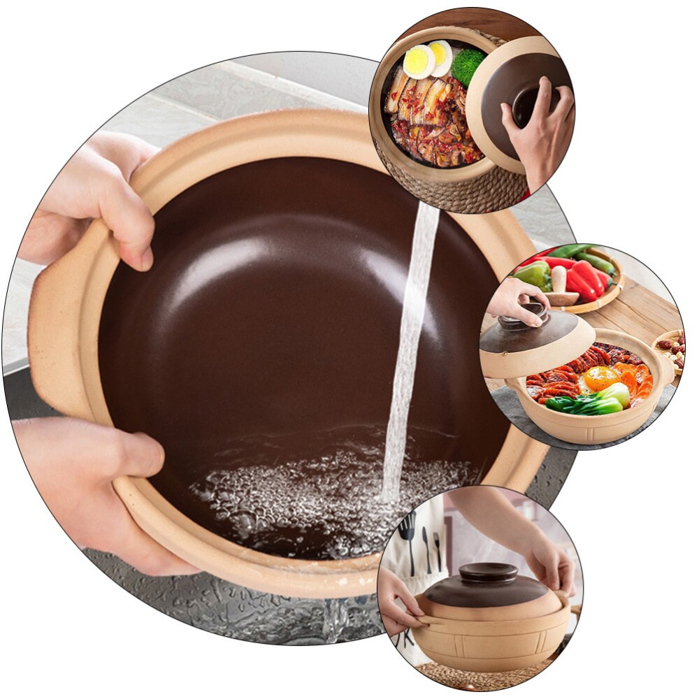 1pc 500ML Casserole Stew Pot Ceramic Cooking Pot with Lid (Assorted Color)