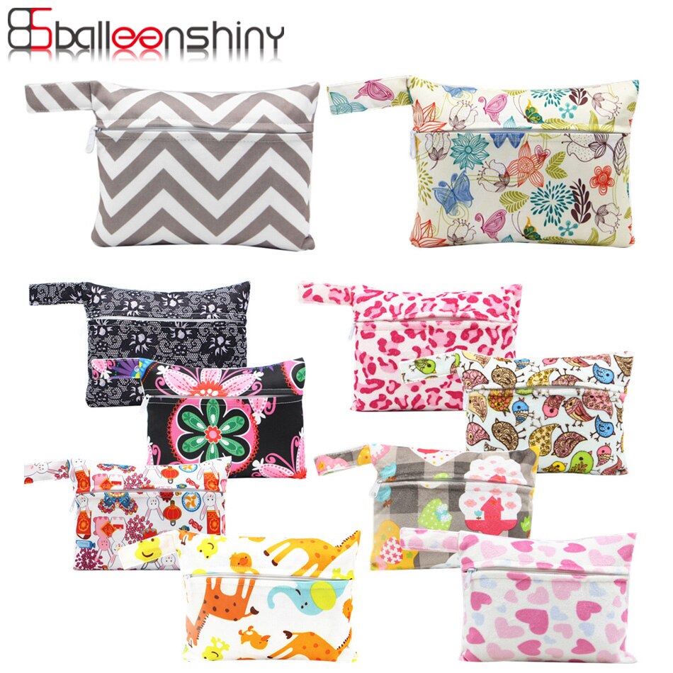 Balleenshiny 14*18cm Gedruckt Tasche Windel Tasche Wasserdicht Nass Tasche Baby Windel Taschen Eimer Liner Wäsche Tasche für Baby Tuch Windel