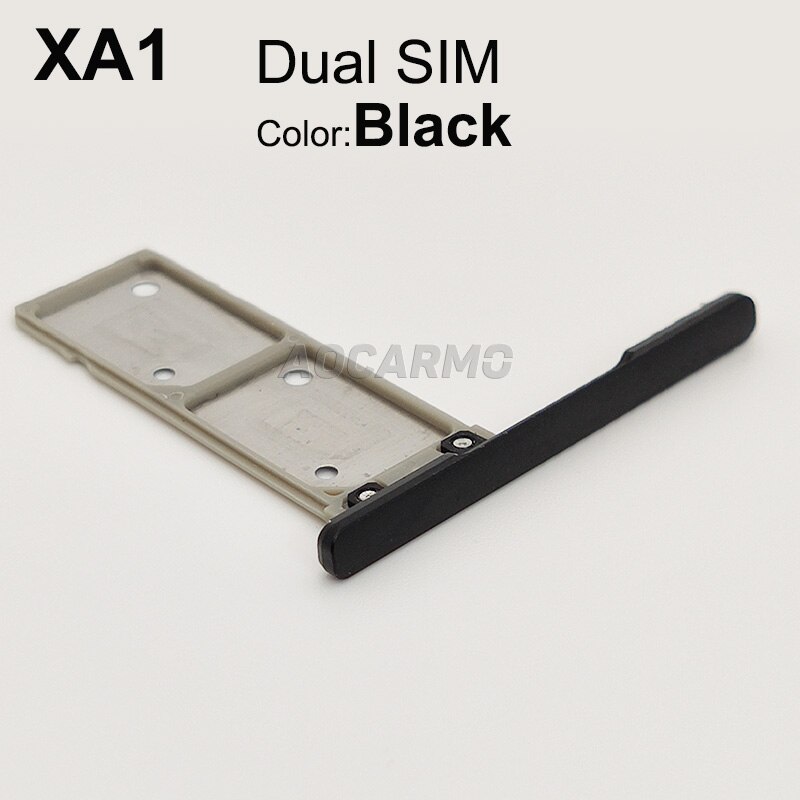 Aocarmo Single Dual SIM Card Holder Reader Sim Tray Slot With Cover For Sony Xperia XA1 G3121 G3125 G3112 G3116: Black Dual SIM