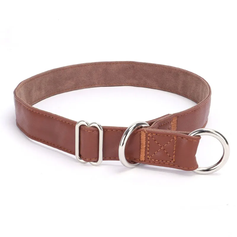 Collar antideslizante de cuero PU para perro, cadena de estrangulamiento para entrenamiento de perros, súper suave, duradero y fuerte, adecuado para caminar: L / Blanco