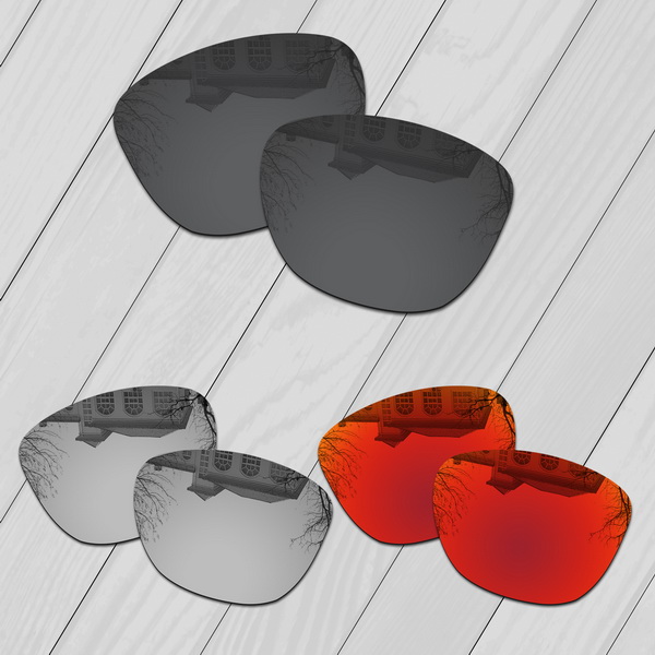 Eos polariserade förbättrade ersättningslinser för oakley frogskins  oo9013 solglasögon - flervals: Svart-silver-röd