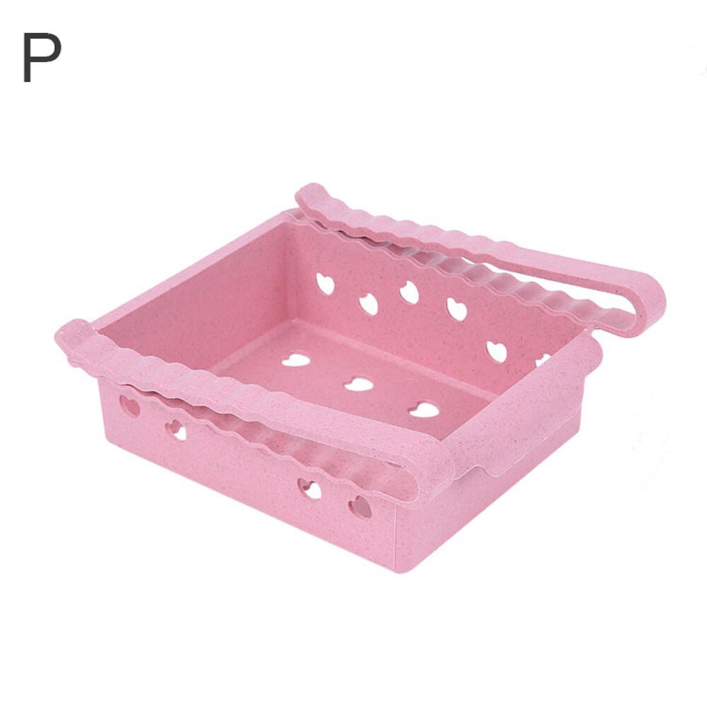 Adjustable Kitchen Refrigerator Storage Rack Kitchen Organizer Fridge Freezer Shelf Holder Drawer Organiser: pink