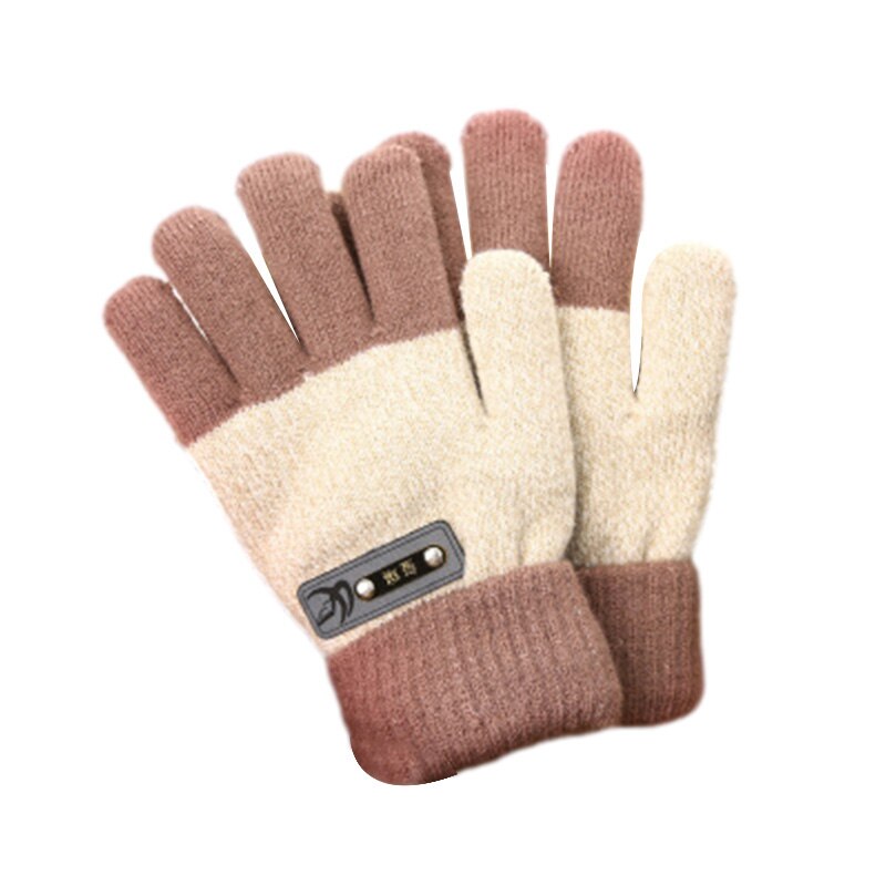 Children's Warm Gloves Kids Boys Thicken Keep Warm Finger Mittens Soft Multicolor Mosaic Color Children's Accessories
