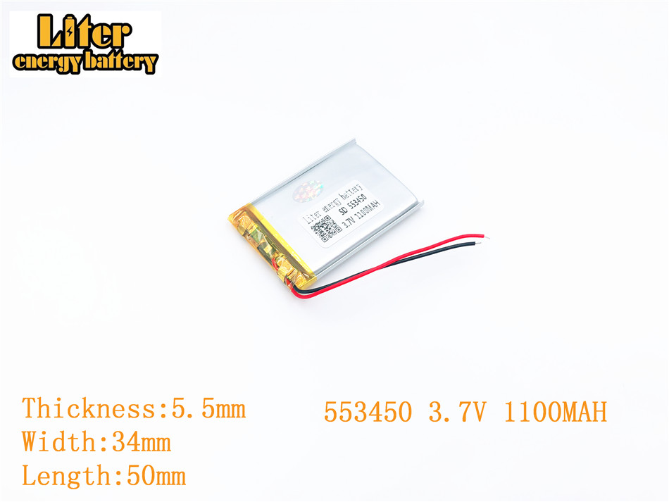 Liter energie batterij 3.7 V 1100 mAh 553450 plug Lithium Polymer Oplaadbare Batterij Voor MP3 MP4 MP5 Lithium polymeer batterij