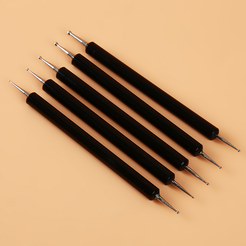 Pinceles de pintura bolígrafo de doble cabeza escultura tallada herramientas de arte artesanía cerámica muñecos de arcilla herramientas clavo punta pluma 5 unids/pack: Black