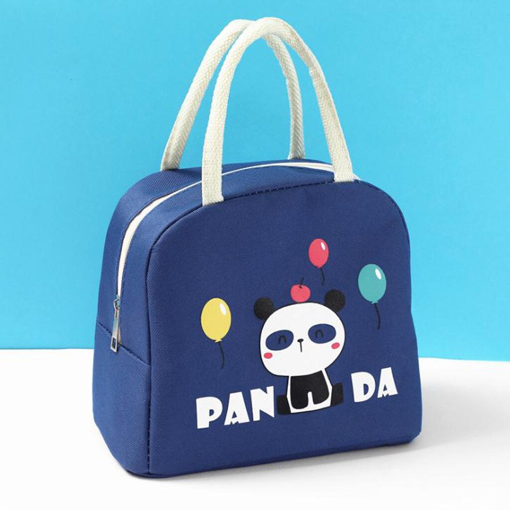 25# Cartoon Insulated Lunch Bag For Women Men Kids Cooler Tote Food Lunch Box Picnic Food Lunch Box Bag For Kid Girls Ladies: Navy 