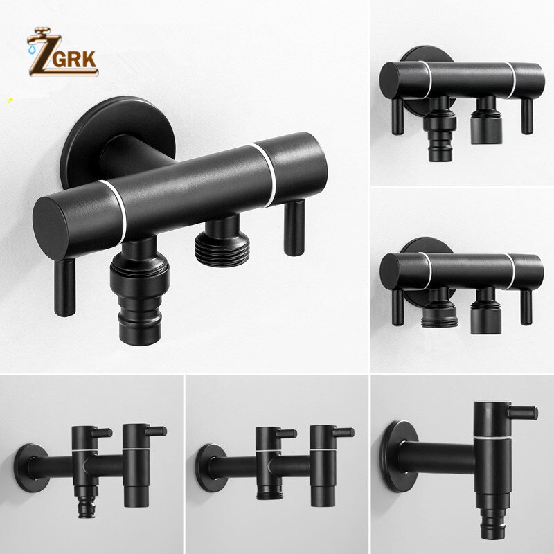 ZGRK Black Multi-Function Washing Machine Faucet Stainless steel Bathroom Mop Tap Water Taps