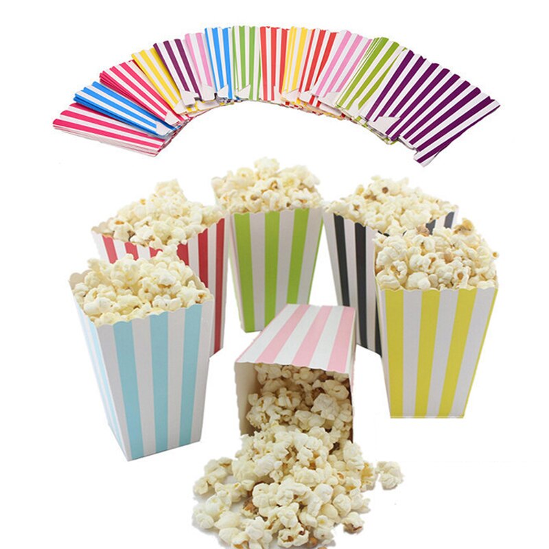 Papiræsker dekoration stribet form slik festartikler mad pommes frites snackkasser engangsgodt papir æske popcorn