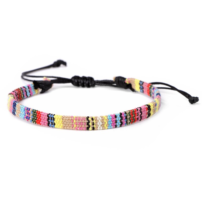 Pulseras tejidas coloridas bohemias para hombre y mujer, brazaletes ajustables trenzados de la suerte, joyería hecha a mano: Type 6