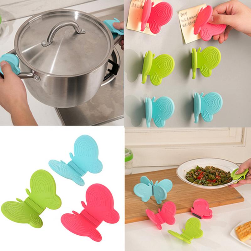 Silikone varmebestandig isolering mikroovn tallerken tallerken bakke clips klemmeholder sommerfugl køkken varmeisolering clip